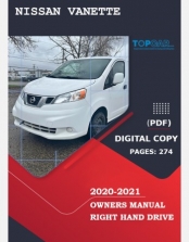 NISSAN VANETTE 2020-2021 OWNERS MANUAL IN ENGLISH